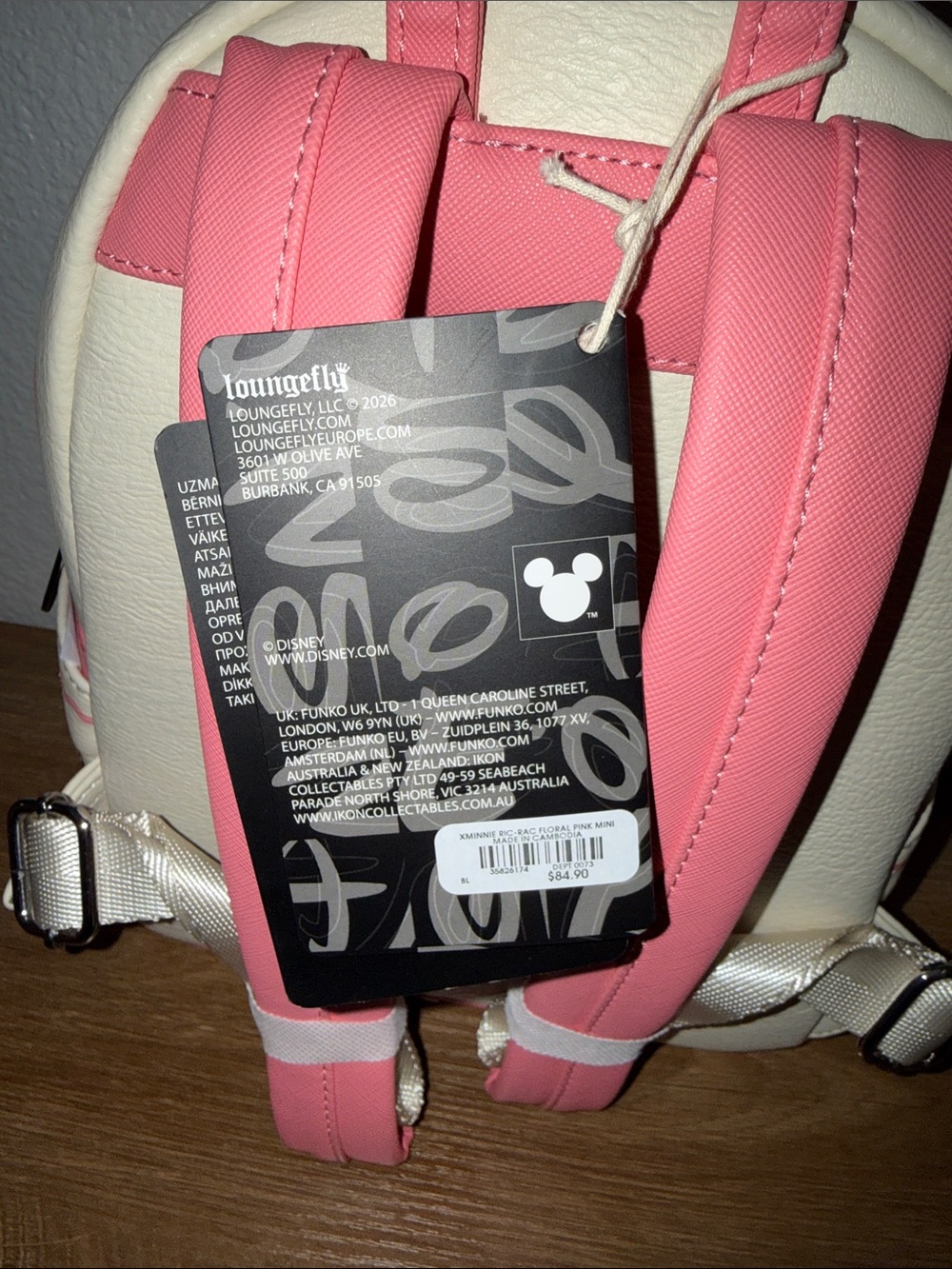Loungefly Cream & Pink Minnie Mouse Floral Mini Backpack - Picture 4 of 5